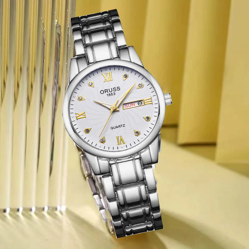 Ins lindo requintado alto nível de aparência relógio feminino moda calendário duplo compacto tudo simples estudante meninas