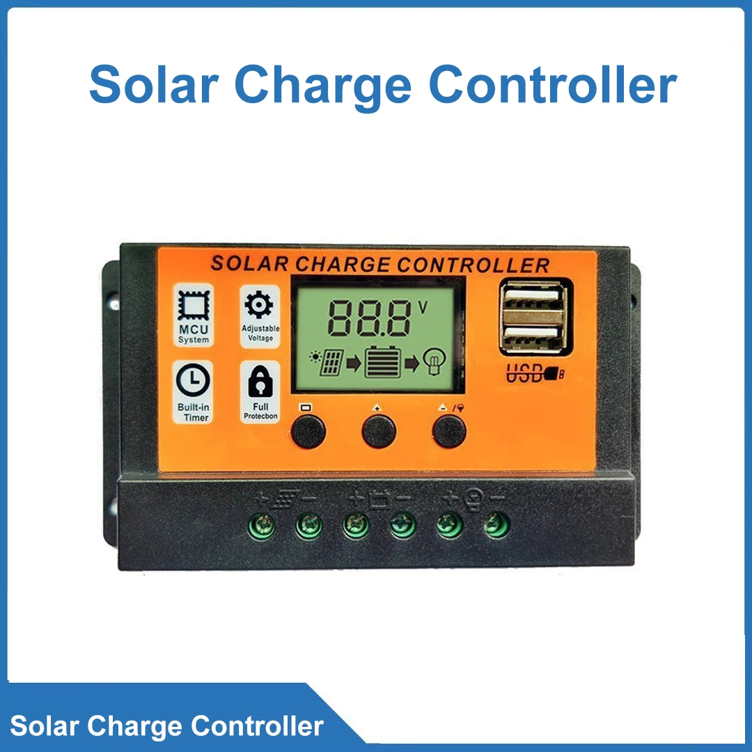 100A Orange Solar Controller 12V 24V Photovoltaic Power Generation Simple Solar Charging Controller 10A30A40A