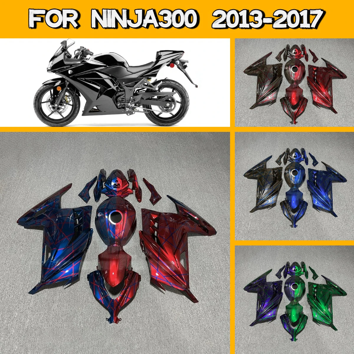 

Комплект обтекателей для Kawasaki Ninja 300 (2013-2017) из ABS-пластика, простая установка, идеальная совместимость, обвесы для Ninja300 13-17