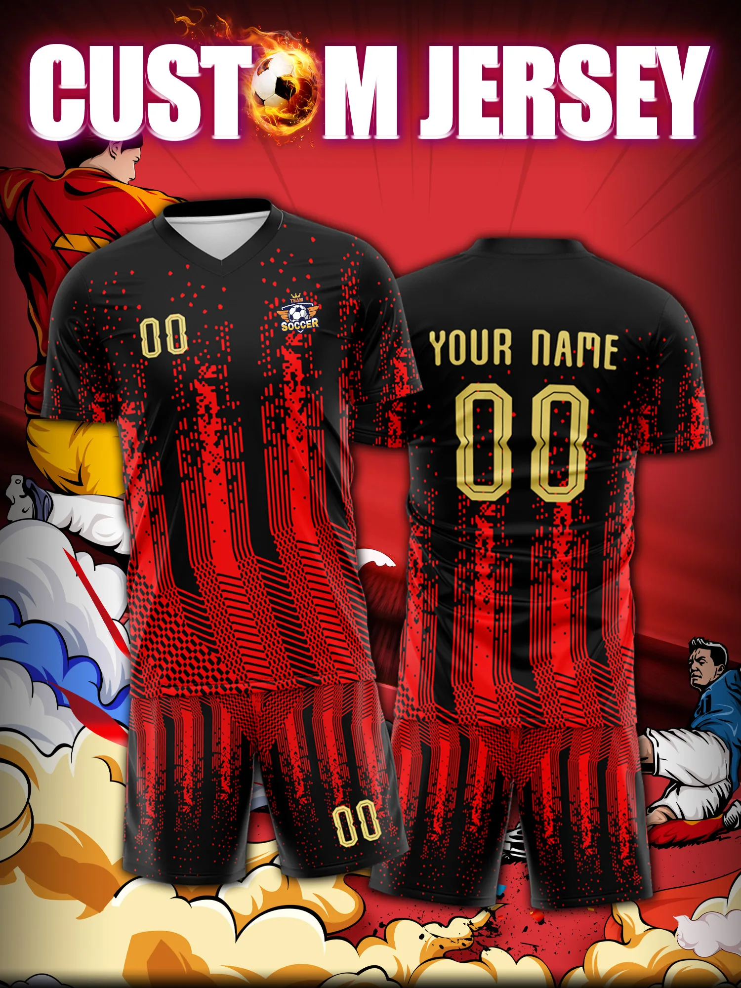 

Спортивные футболки с V-образным вырезом для мужчин и женщин 2026 года с индивидуальным нанесением имени и номера, быстросохнущие, модные, с технологией сублимации