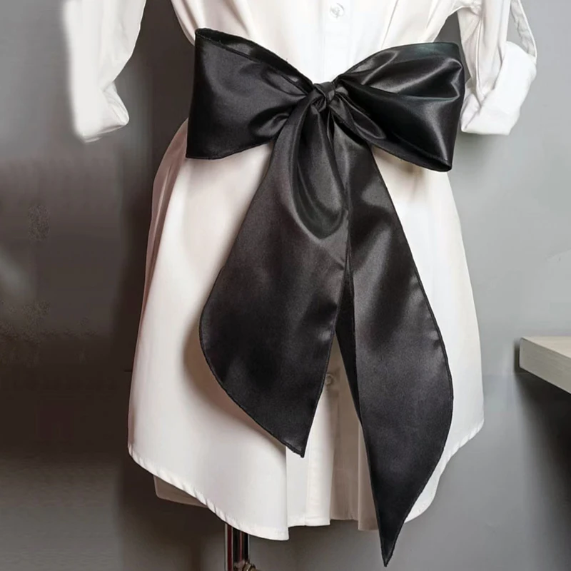 

Big Bowknot Satin Silk Ribbon Dress Sash Strap Party Gown Satin Bow Knots Waistband Evening Dress Decor Long Ribbon Tie Bow Belt