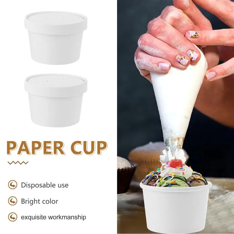 

25pcs 8oz Disposable Paper Cup Ice Cream Cups Cupcake Dessert Muffin Case For Wedding Birthday Party Baking Supplies