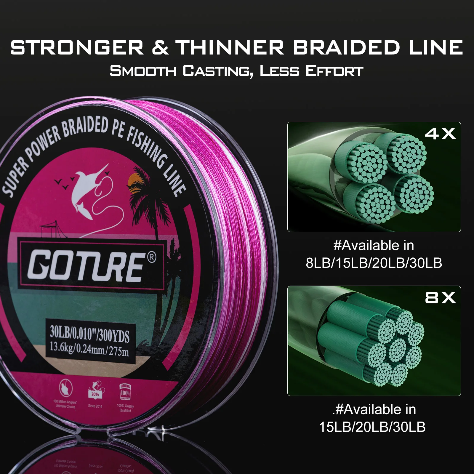 

Goture 0.11mm 0.14mm 0.18mm 0.24mmJapan Multifilament Fishing Line Upgrade PE Braided 8lb-30lb Quality High Stength Fishing Line