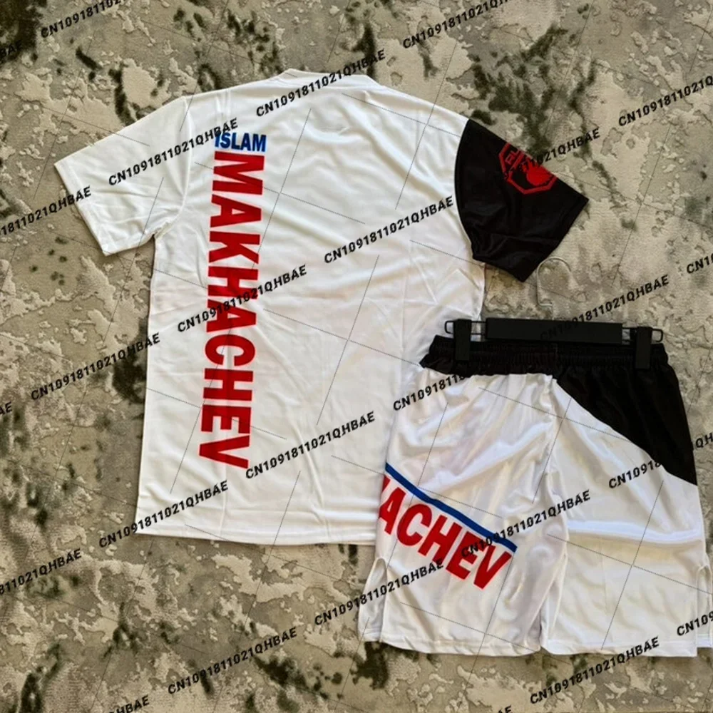 Summer Top Boxer MMA Octagonal Cage Islam Makhachev Tshirt Shorts Set Men Sports Training Running Se