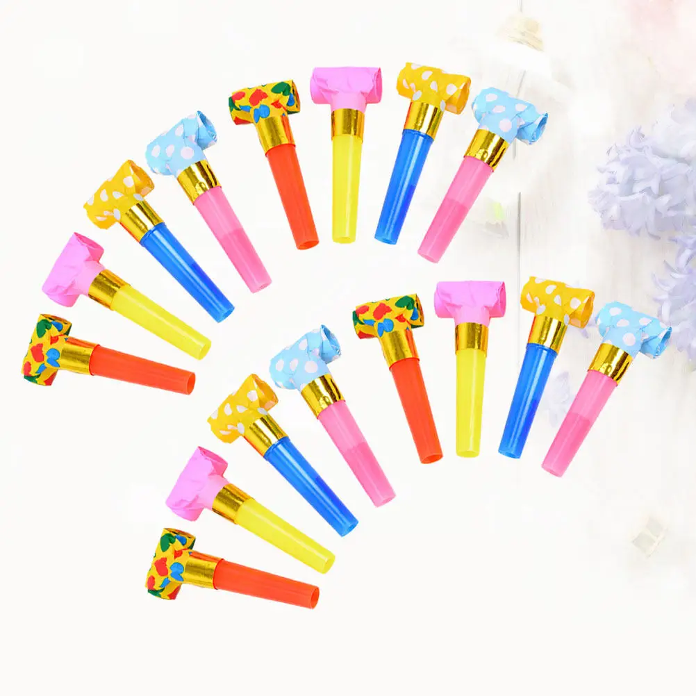 

100Pcs Birthday Party Whistles Blowing Dragon Noisemakers Loud Musical Blowouts Carnival Cheerleading Props Mixed Color