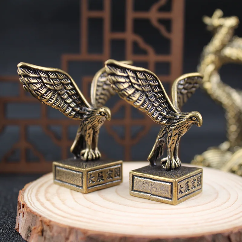1/2Pcs Creative Brass Showcase Seal Ornament Office Desktop Handlebar Small Bronze Eagle