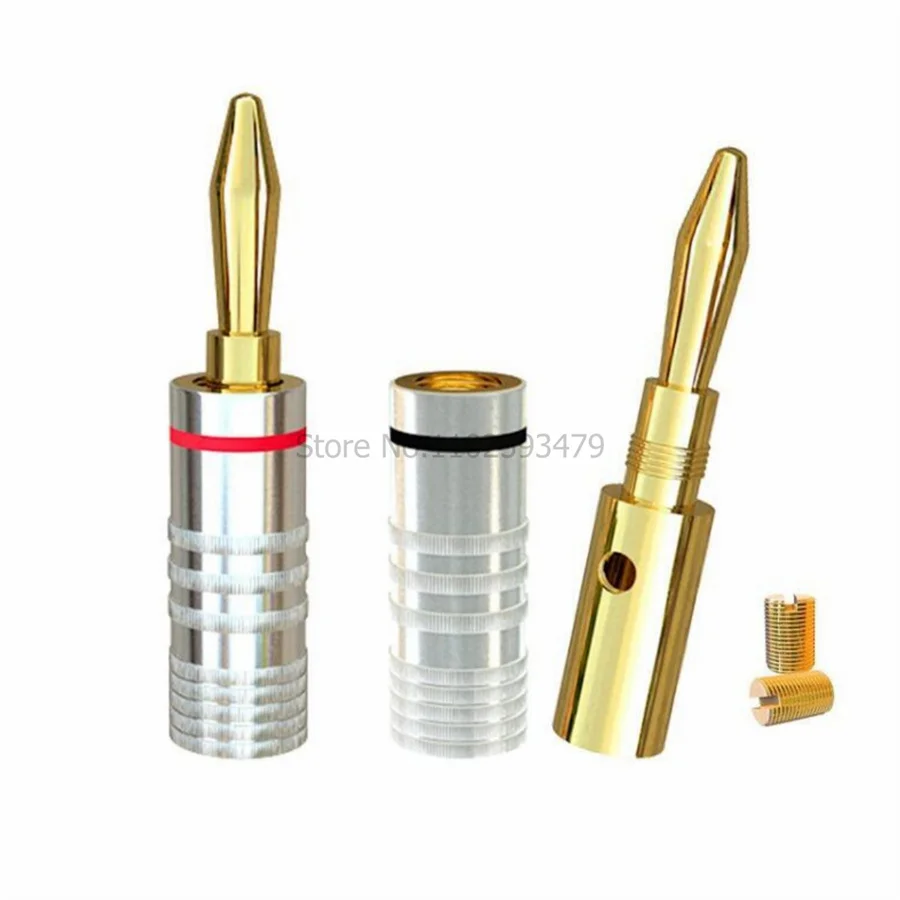 100 Stuks/50 Paar Hoge Kwaliteit Nieuwe 24K Gouden Speaker Bananenpluggen Voor Video Speaker Connector Zwart Rood Kleur