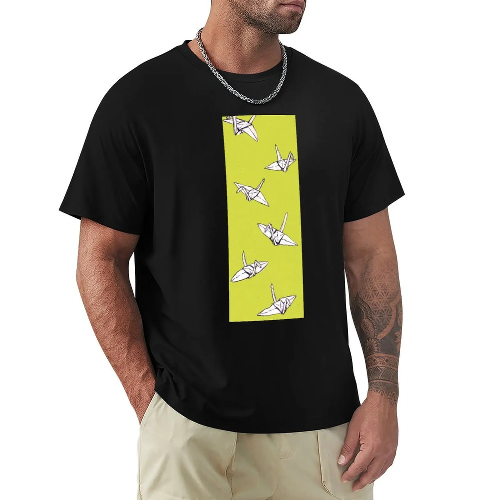 

yellow crane pattern T-Shirt football t shirt affliction shirts shirts graphic korean fashion mens t shirt graphic