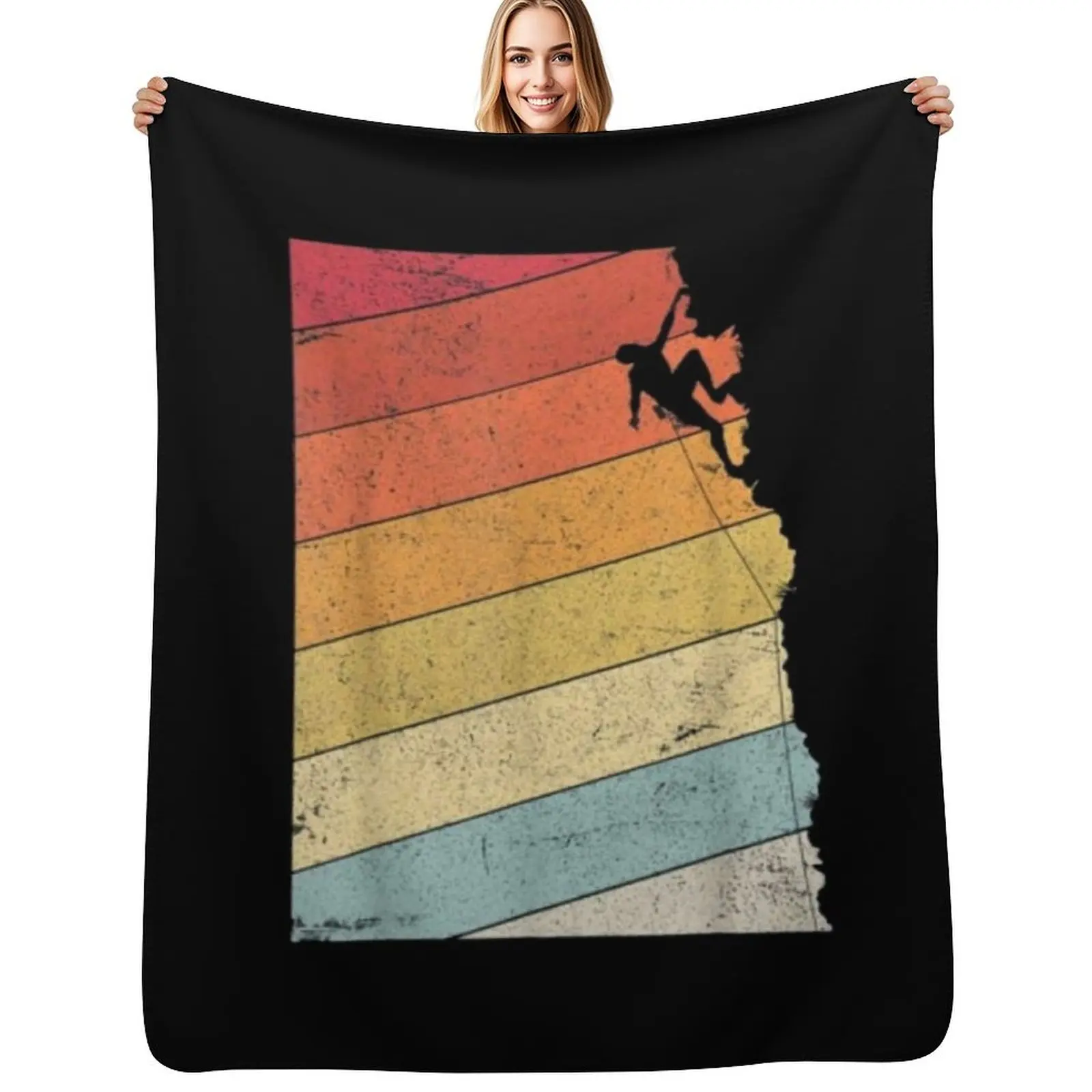 Vintage Retro Rock Climber Throw Blanket All Weather Soft Throw Blanket for Sofa