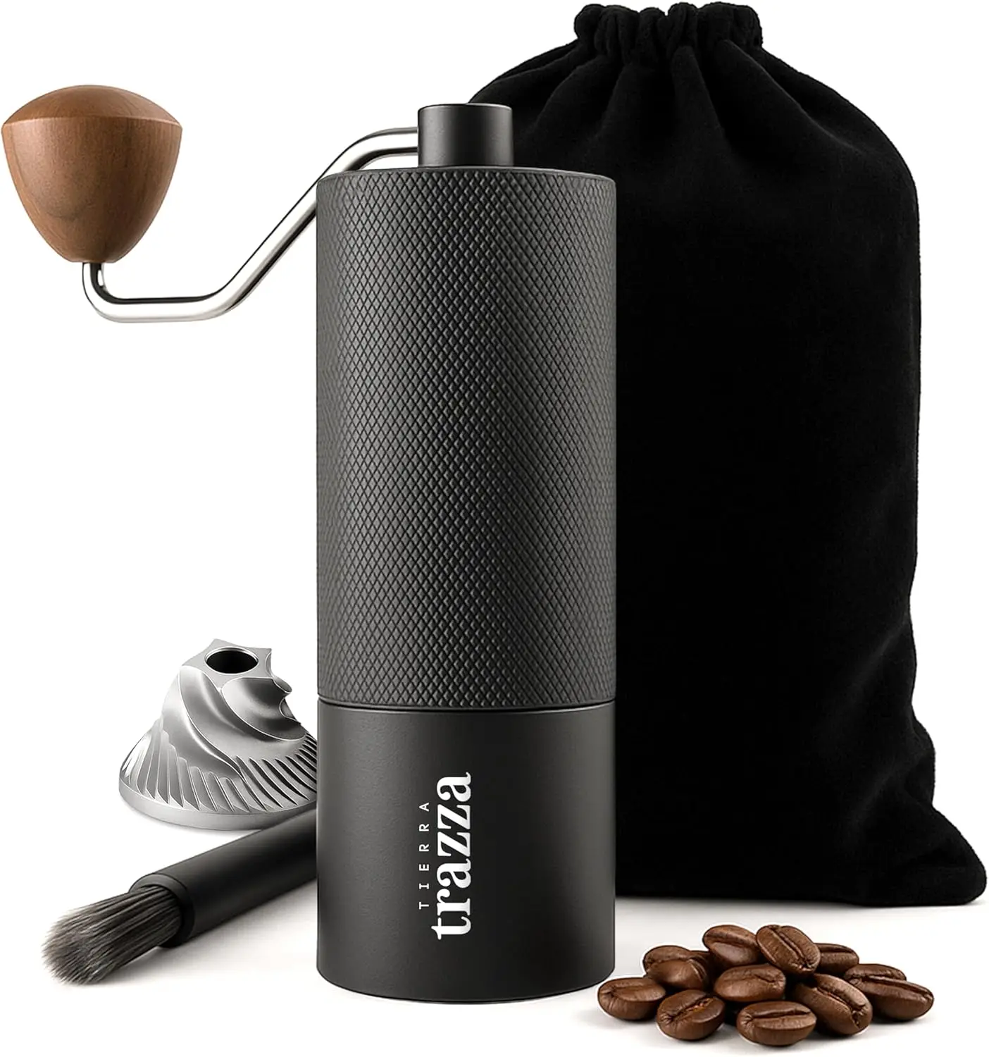 

Manual Coffee Grinder, Conical Burr Coffee Grinder with Stainless Steel Burrs & Walnut Handle for Espresso, French Press