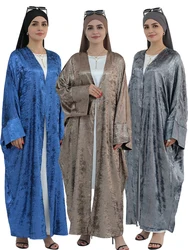 Ramazan Eid açık saten Batwing Abaya Dubai lüks 2024 müslüman Kimono Kaftan elbise Abayas kadınlar için Kebaya Robe Femme Musulmane