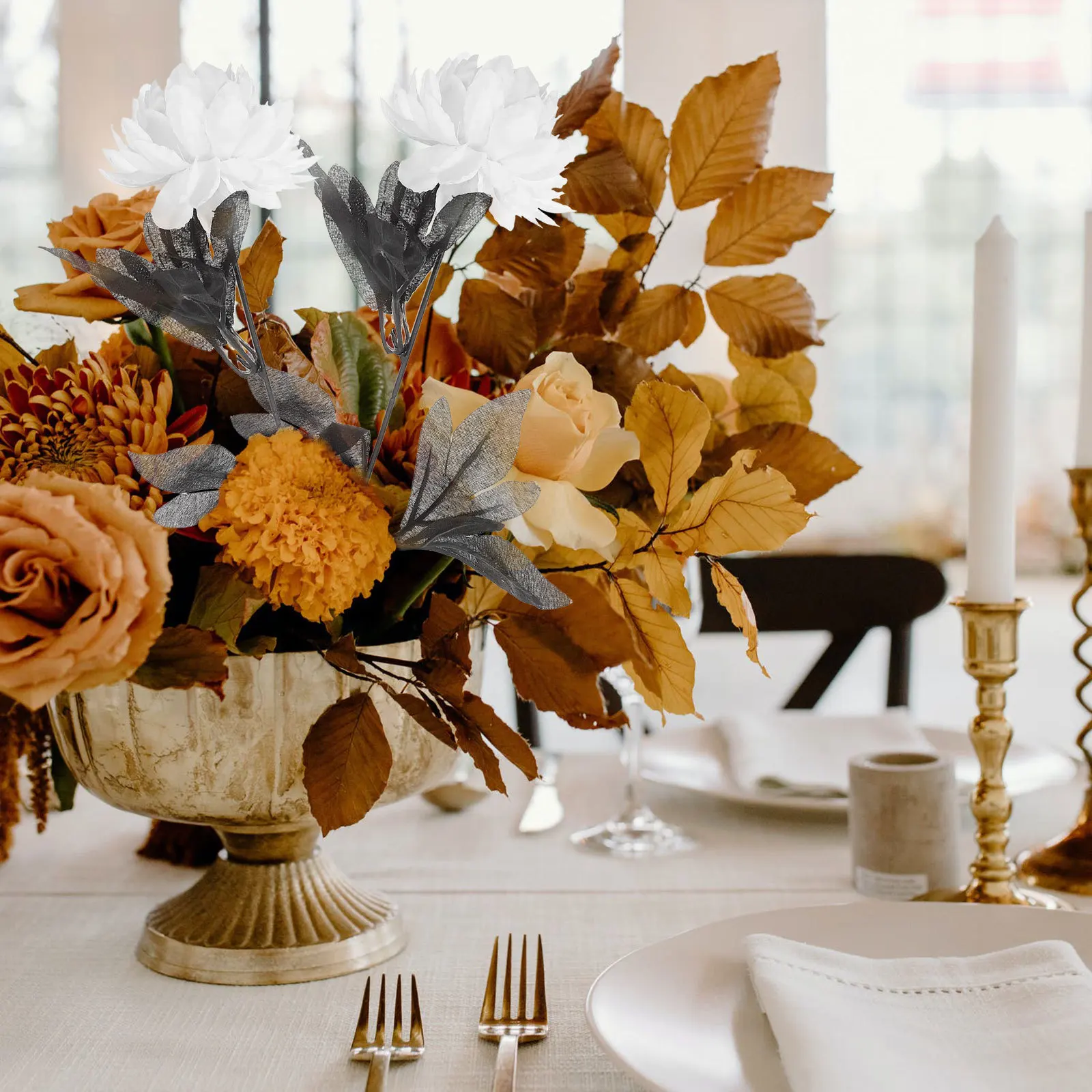 

10Pcs Fabric Artificial Dahlia Flowers Fake Bouquet Wedding Halloween Party Decoration Indoor Home Office Floral Arrangement