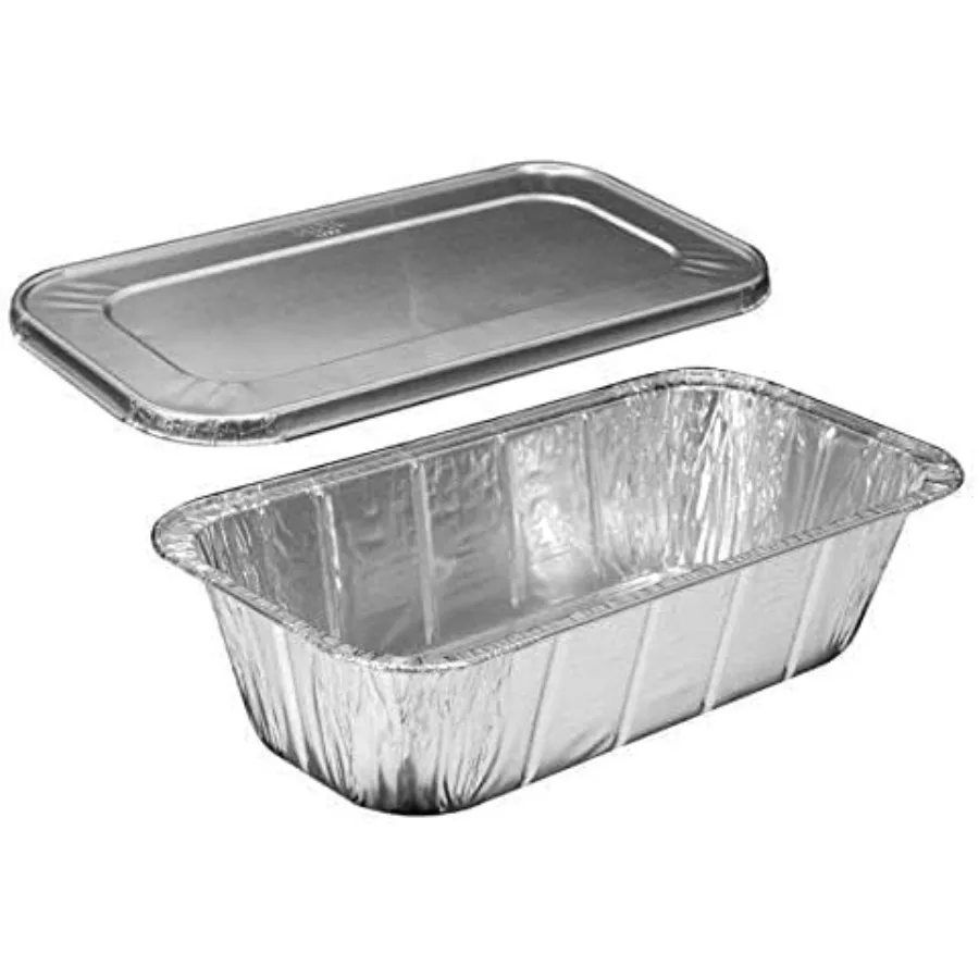 

Disposable Aluminum 5lb Rectangular Loaf Pans With Lid For Thanksgiving : 100% Recyclable Tins Container and Ideal for Baking -