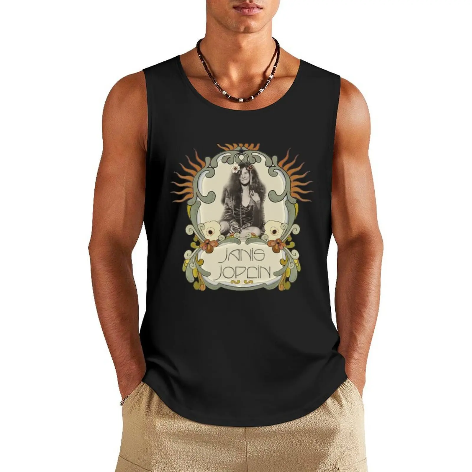 

Vintage Janis Tank Top t-shirts for Men's gym Sportswear for men Men's cotton t-shirt Gym T-shirts for men