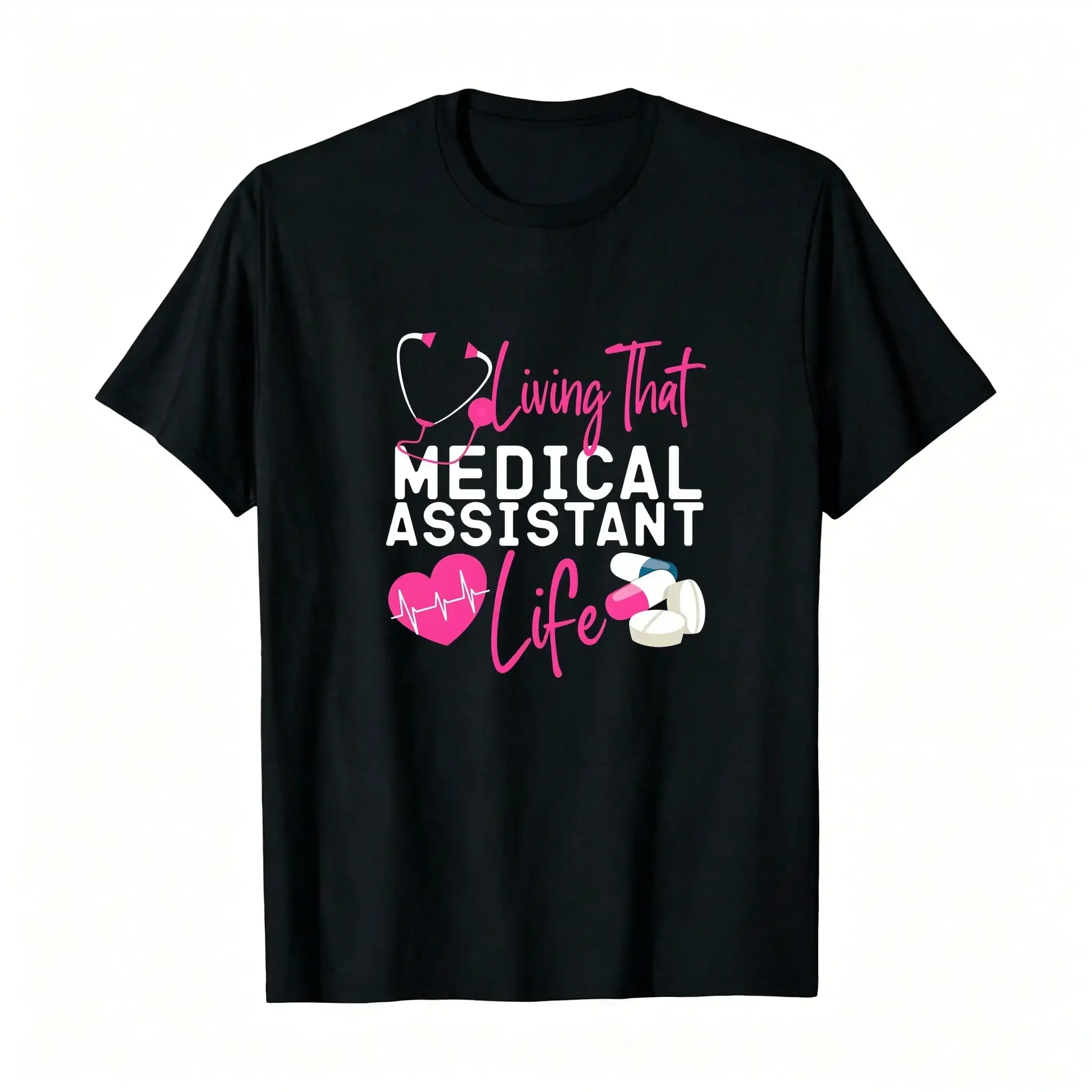 Certified Medical Istant Life CMA Pullover  Women's Plus Size _,Breathable And Comfortable Short-Sleeved Round-Neck Top, Suitable For All Seasons, Everyday Wear For Women