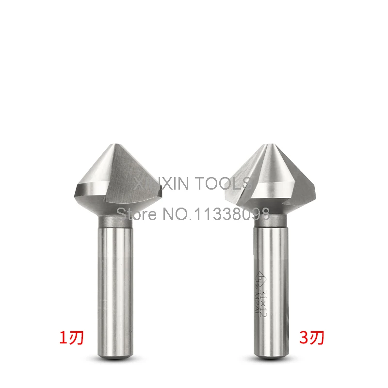 Miễn Phí Vận Chuyển 6Pcs 1 Flute 90 Độ HSS Chamfer Cắt Chamfering Khoan Máy Khoan Set Phay Cắt Công Cụ Thiết Lập
