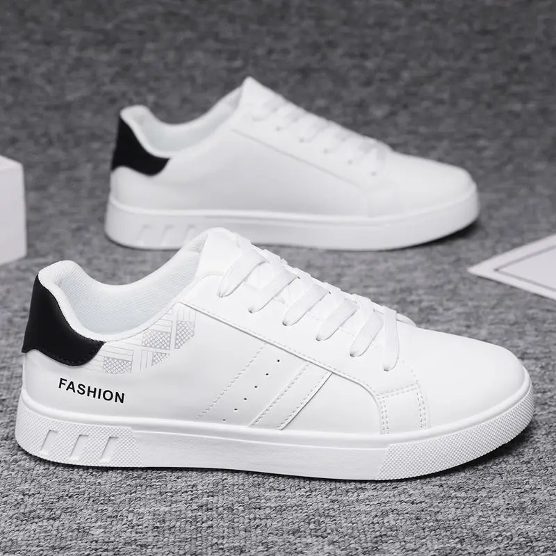 أحذية رجالية عادية بولي أحذية أحذية رياضية من الجلد كلاسيكية في الهواء الطلق تنفس حذاء مسطح منخفض أعلى الذكور المشي حذاء منصة حذاء رجالي أبيض