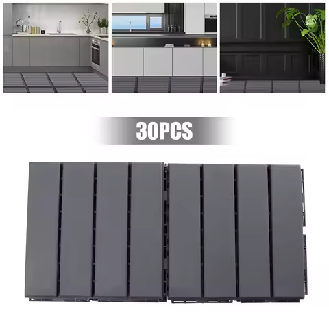 30pcs Interlocking Deck Tiles Waterproof Outdoor Flooring for Porch Poolside Balcony Backyard 30*30cm Dark Gray