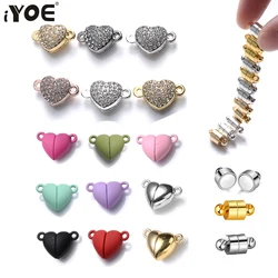 iYOE 5pairs/Lot Metal Crystal Round Magnet Clasps Charms Hand Heart Charms For DIY Jewelry Magnetic Connector Bracelet Necklace