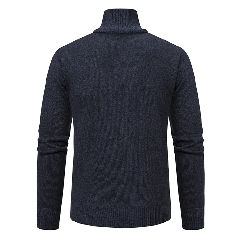 Koffie Donkerblauw Beige Casual Opstaande Kraag Fleece Winter Lange Mouw Gebreide Pullover Warme Trui Tops