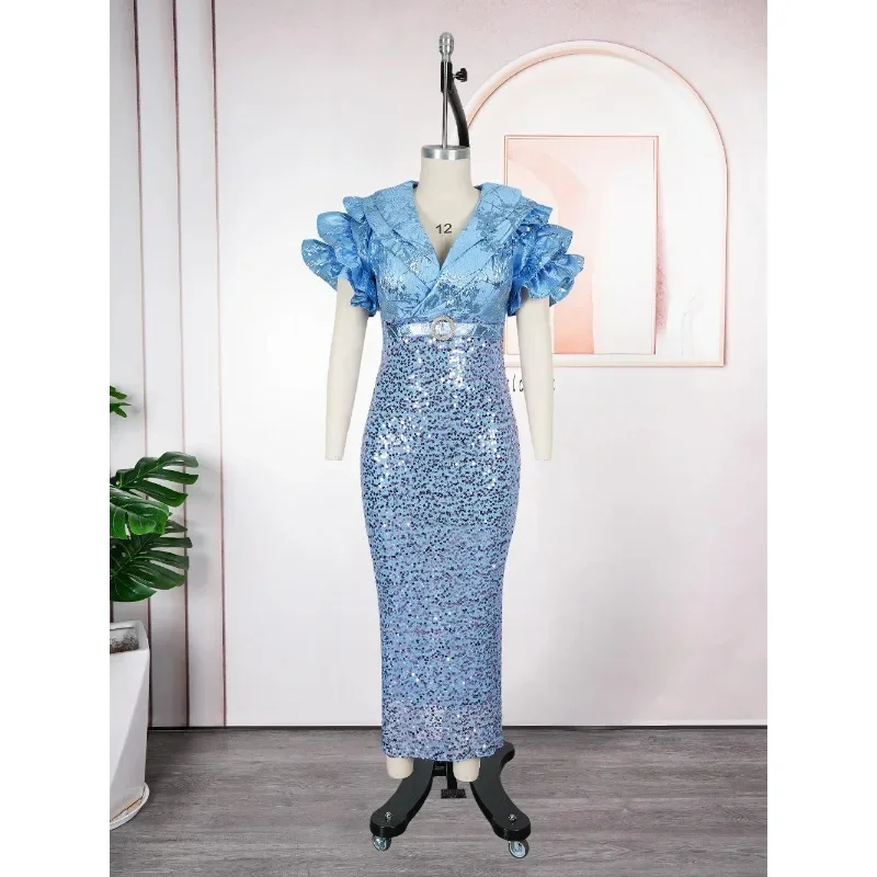 

Sequin African Dresses for Women Traditional Africa Clothing Dashiki Ankara Outfits Gown Abayas Muslim Kaftan Maxi Long Dresses