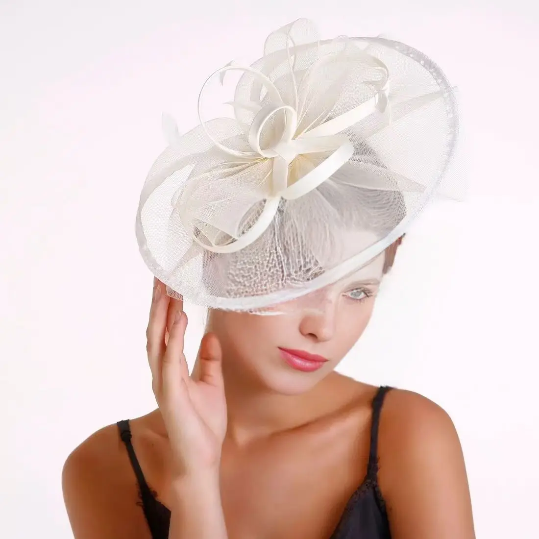 Tocados de malla de plumas para fiesta de té, sombrero de cóctel para iglesia, maquillaje, graduación, Kentucky, Derby, tocado, accesorios para el cabello para fotografía