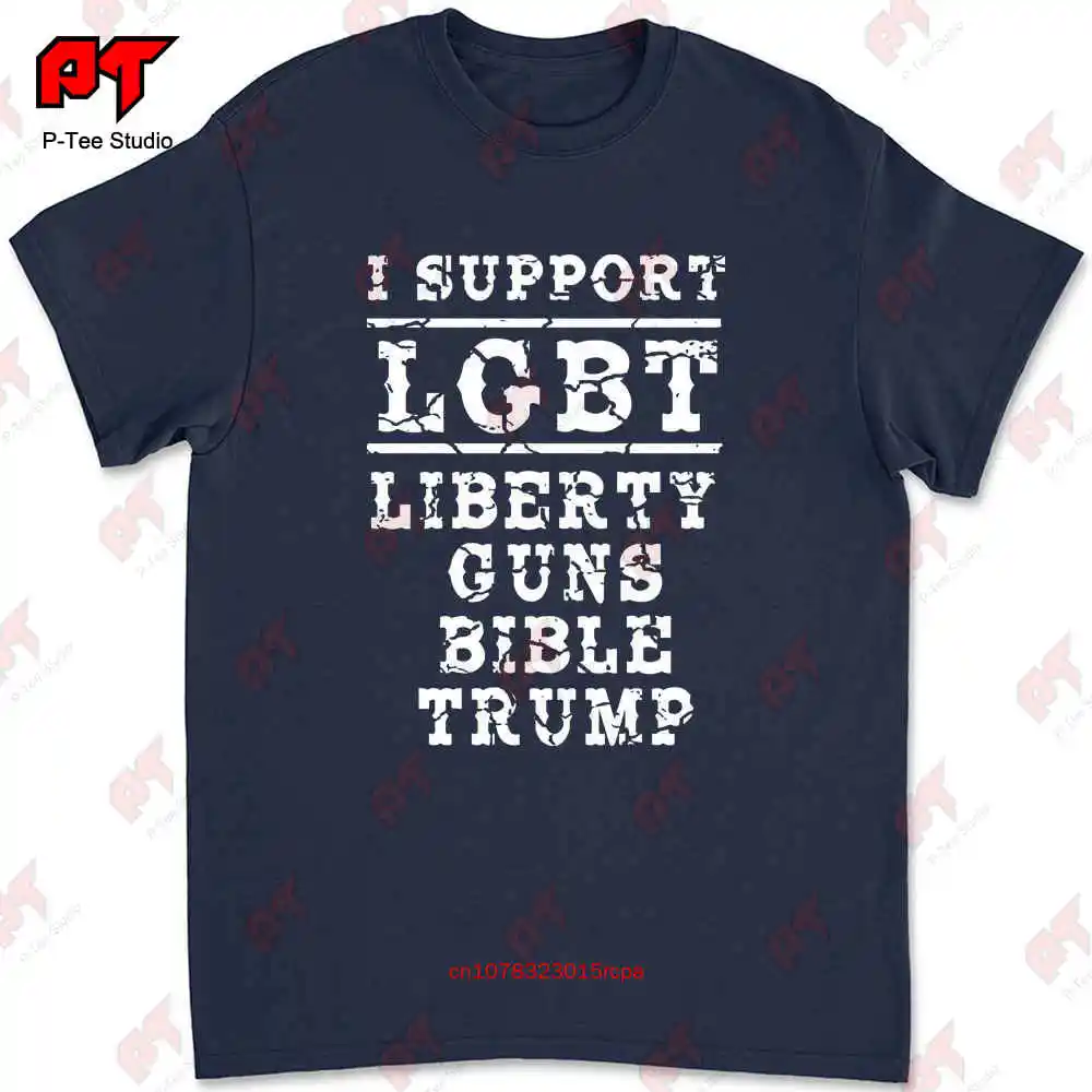 Lgbt 2019 I Support Lgbt Liberty Guns Bible Trump T-shirt Q850