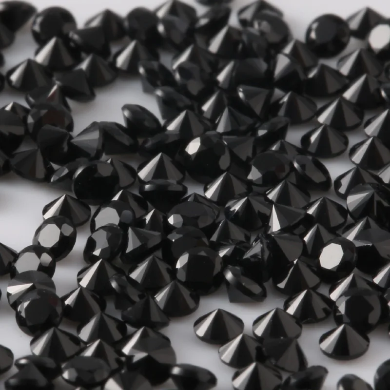 100pcs/500pcs/1000pcs one bag 0.9mm~3.0mm 5A Black Nano Synthetic Gems Round Brilliant Cut Loose Stones For Jewelry DIY