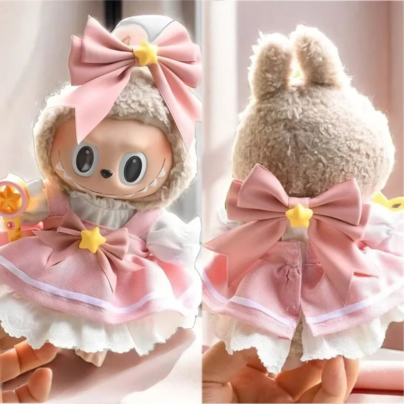 15 17cm para boneca labubu kawaii saia rosa roupas japão cardcaptor sakura vestido mágico menina 4 peças conjunto ropa acessórios de roupas