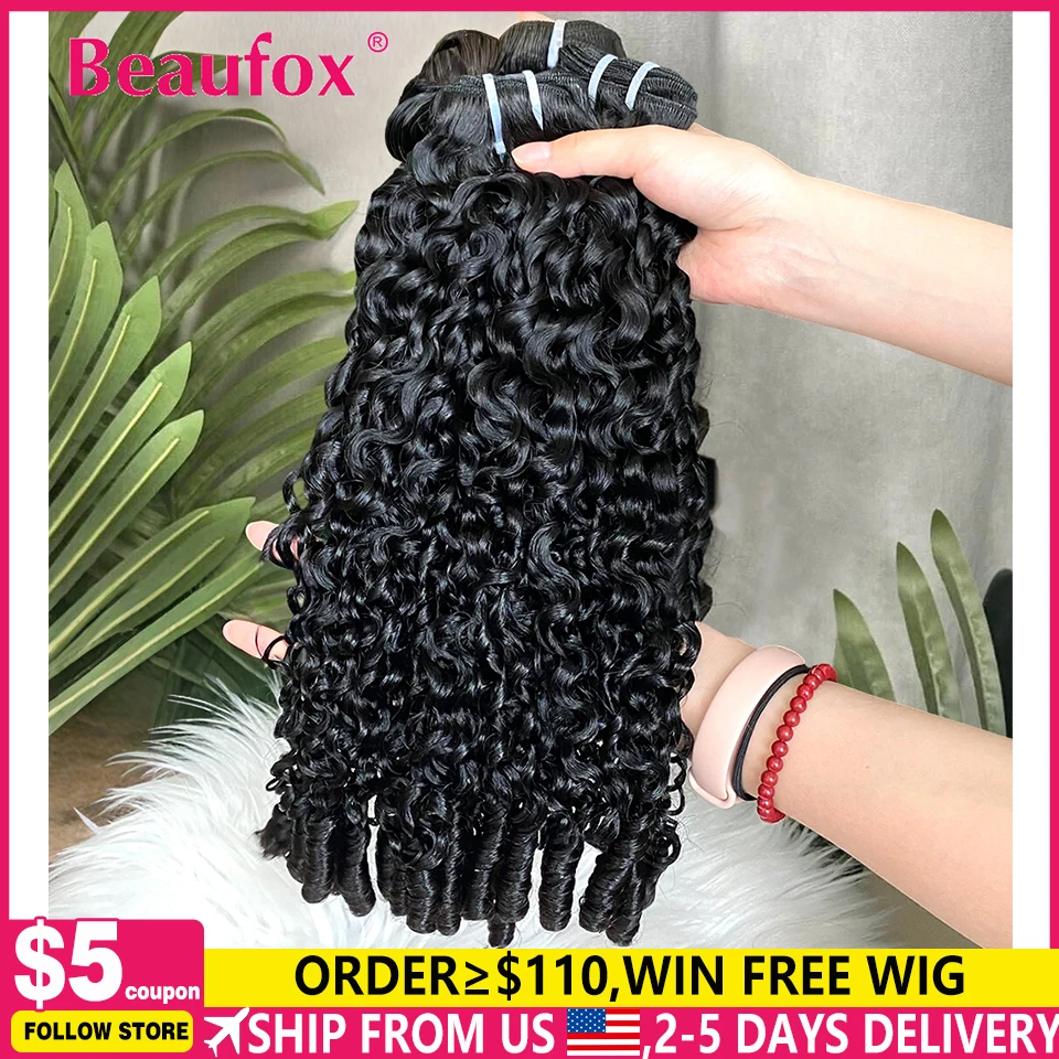 

Beaufox Burmese Curly Bundles Human Hair Raw Virgin Curly Hair Bundles Water Wave Human Hair Bundle Spiral Curls Double Weft