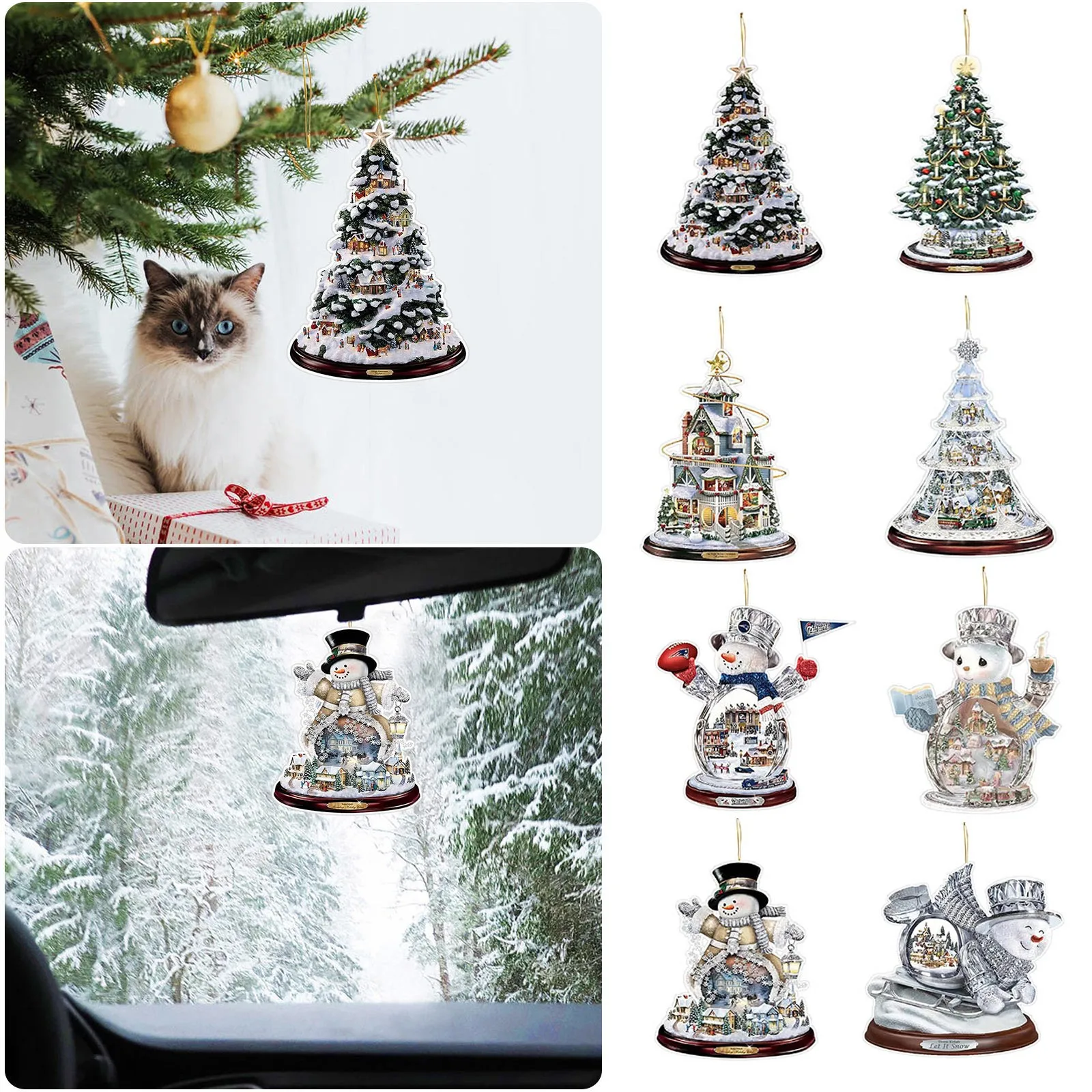 2023 Navidad Christmas Tree Decor Acrylic Hanging Pendant Snowman Elk Christmas Decorations For Home New Year 2024 Gifts Toys