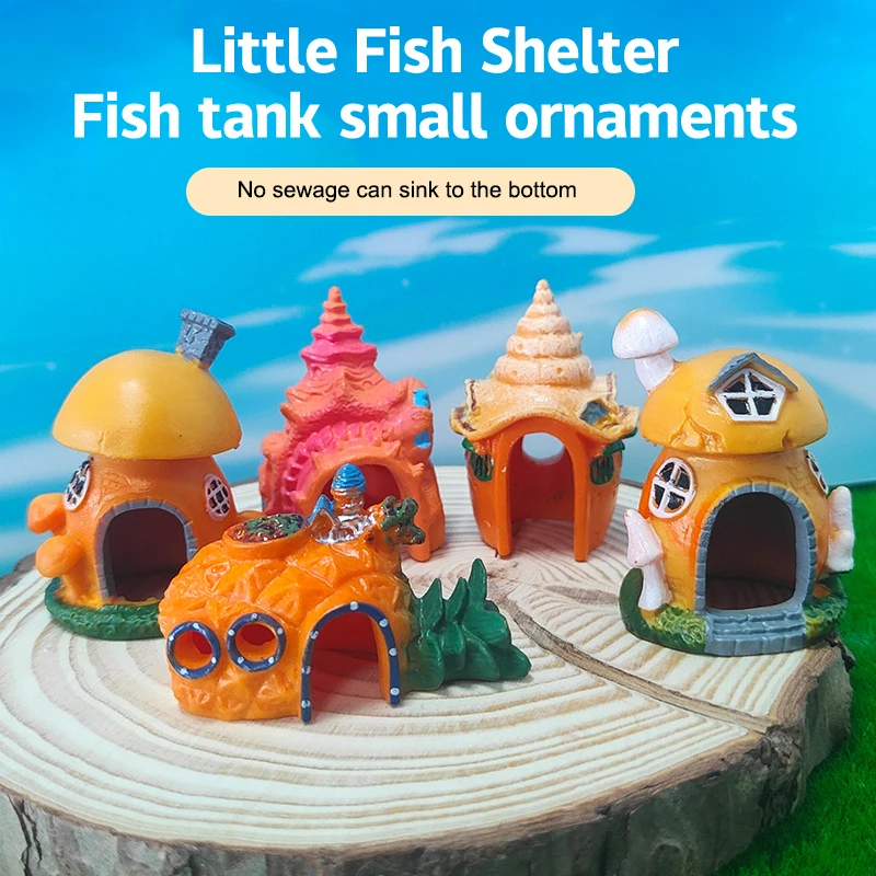 New Fish Tank Decoration Mini Mushroom Conch House Aquarium Decoration Fish And Shrimp Hideout Hermit Crab Hiding House