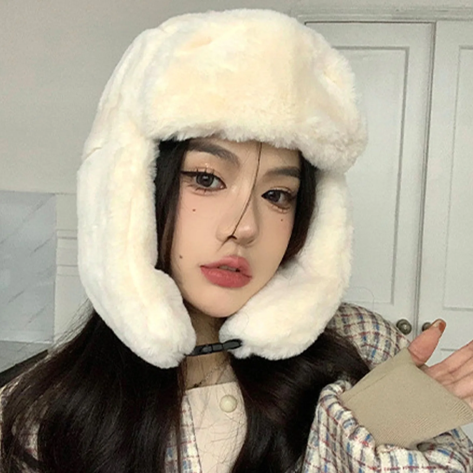 Fashion Korean Warm Hat Thickened Cold-proof Plush Winter Hats Ear Protection Comfortable Velvet Caps For Cold Weather Headcover