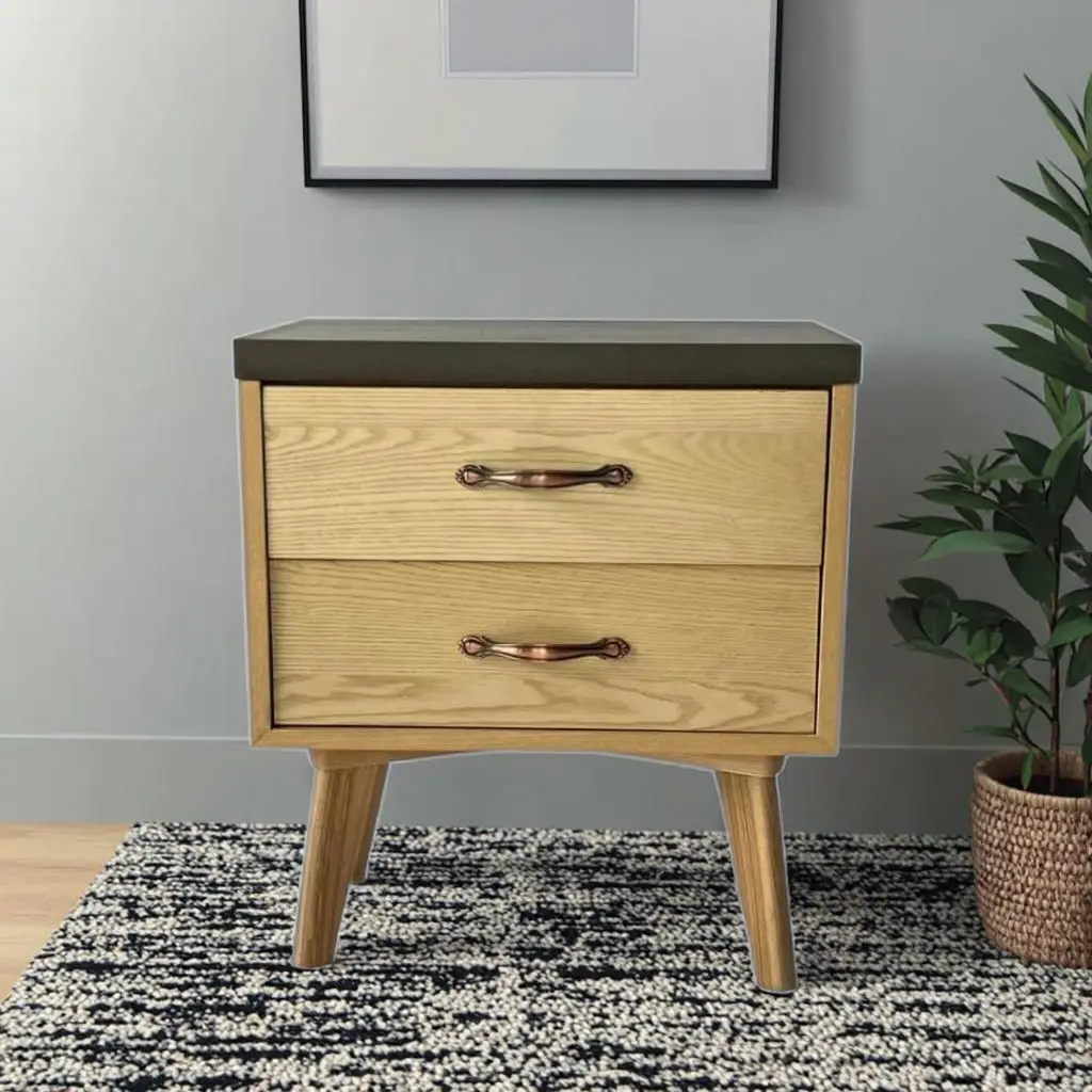 Z DU'S Premium Modern Solid Wood Nightstand With Double Drawer Structure, Meeting Your Storage And Organization NeedsZ