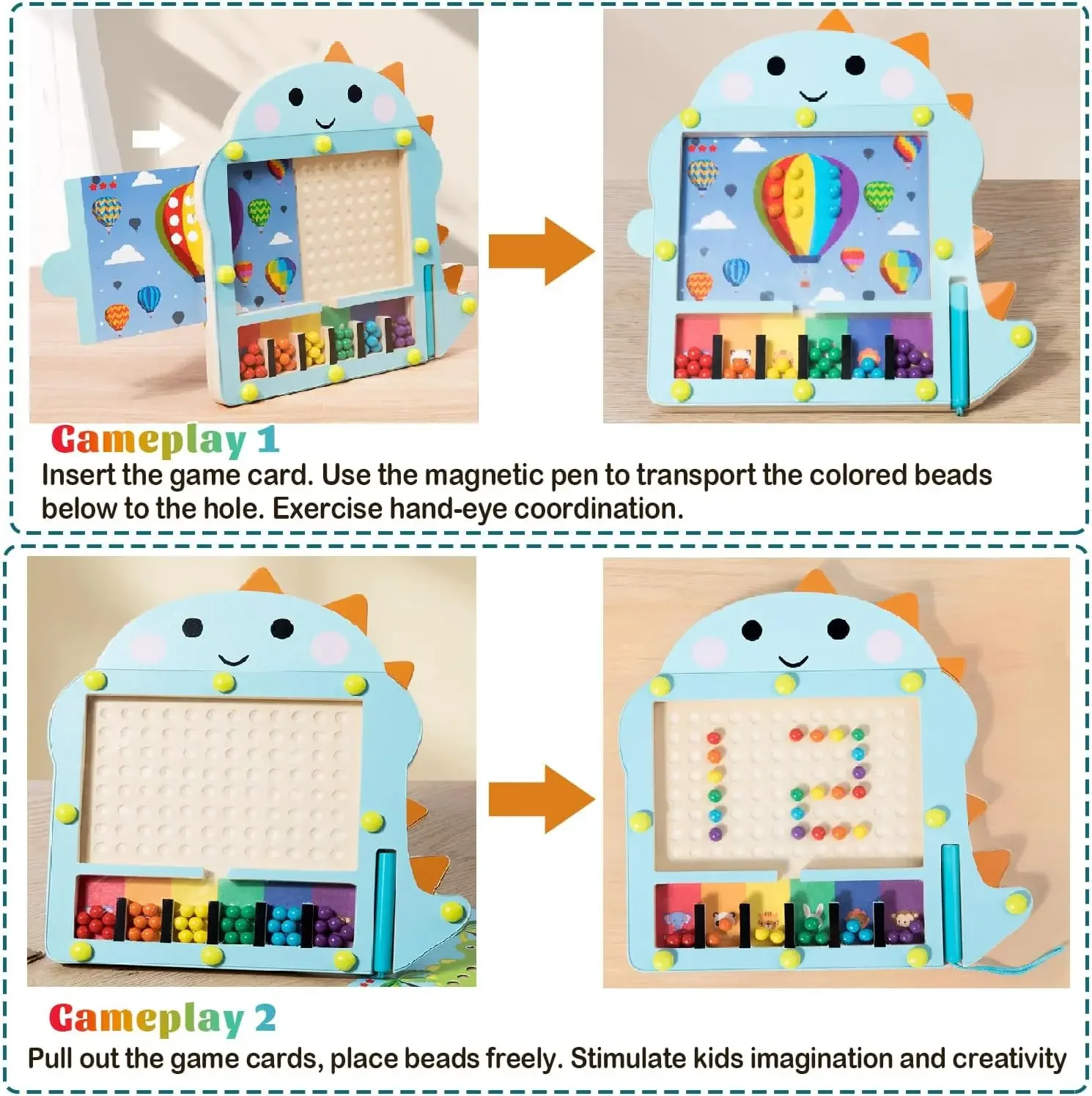 Magnetyczne zabawki edukacyjne Montessori z drewna do sortowania, magnetyczny labirynt z koralikami, tablica do rysowania, aktywności edukacyjne dla najmłodszych.