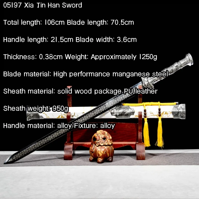 Longquan Han Jian Film and Television Shoot High Manganese Steel Integrated Sword and Blade Ancient Style Long Style Ornament