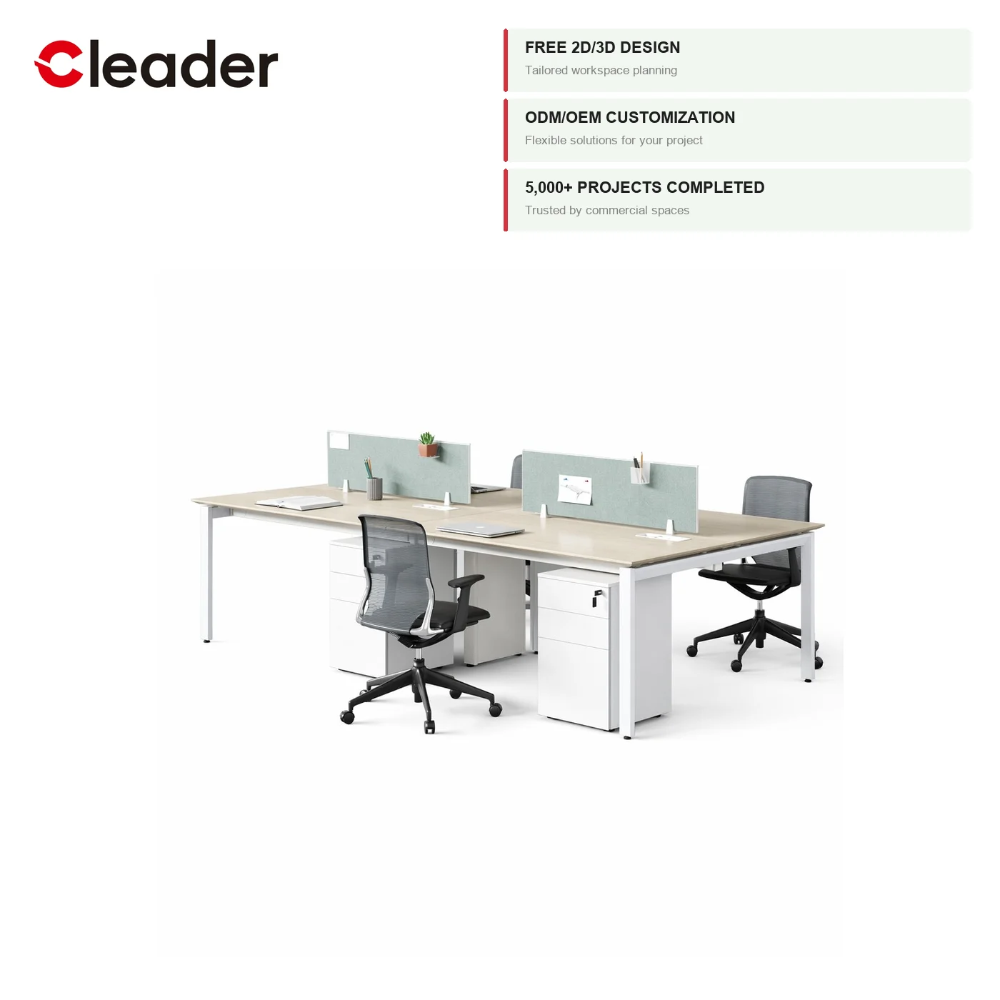 Commercial 2-6-8 Person Desk Workstation Square Tube Frame Bench Desk Acoustic Fabric Partition Pedestal Wholesale