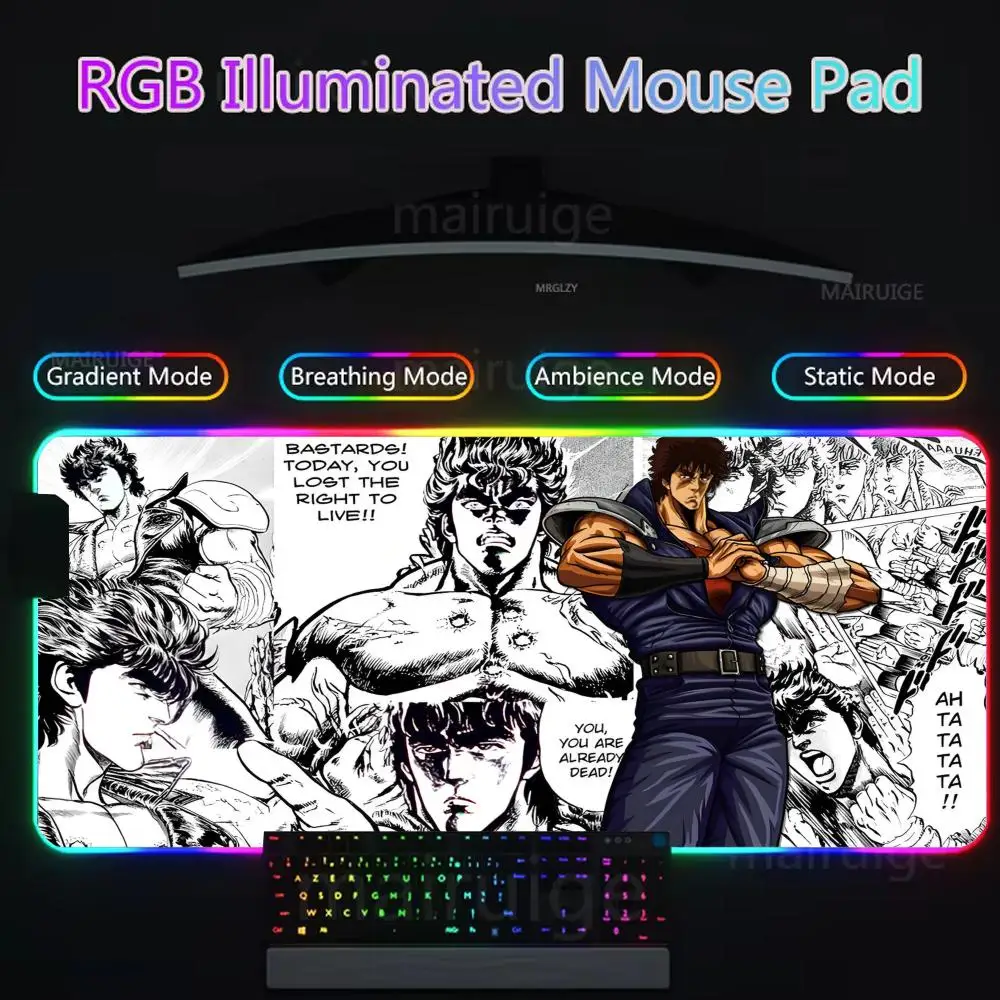 Hokuto Geen Ken Kenshiro Muismat Gamer Rgb Bureau Mat Back Light Led Muismat Setup Gaming Bureaumat Grote Muismat Backlight