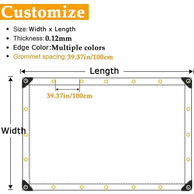 95% Clear PEVA Rainproof Cloth Patio Pergola See Through Tarp Curtain Home Window Keep Warm Film Outdoor Transparent Tarpaulin