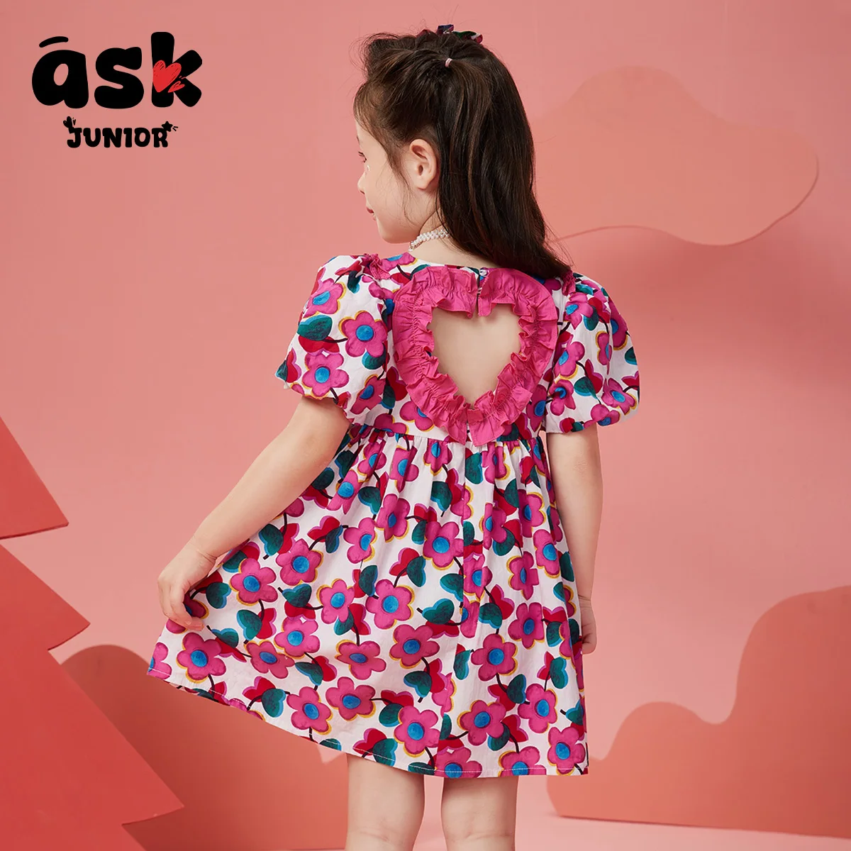 فستان طويل للفتيات الصغيرات لقضاء العطلات على الشاطئ وأكمام فقاعية للرياح #2