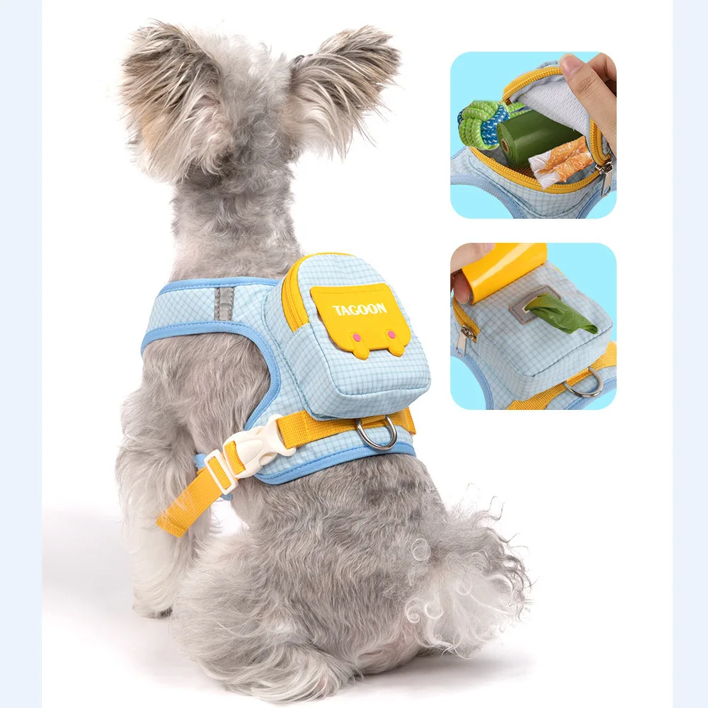 Verstellbares, süßes Rucksack-Geschirr für kleine und mittelgroße Hunde und Katzen mit Stauraum, Haustier-Geschirr für Outdoor-Wanderungen und Training. – Detail 5
