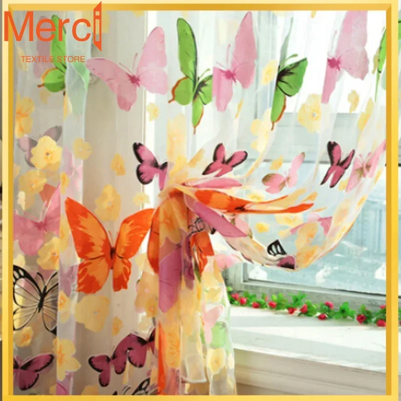 Merci StoreRomantic Butterfly Yarn Curtain For Window Screening, Customized Finished Products, Balcony
