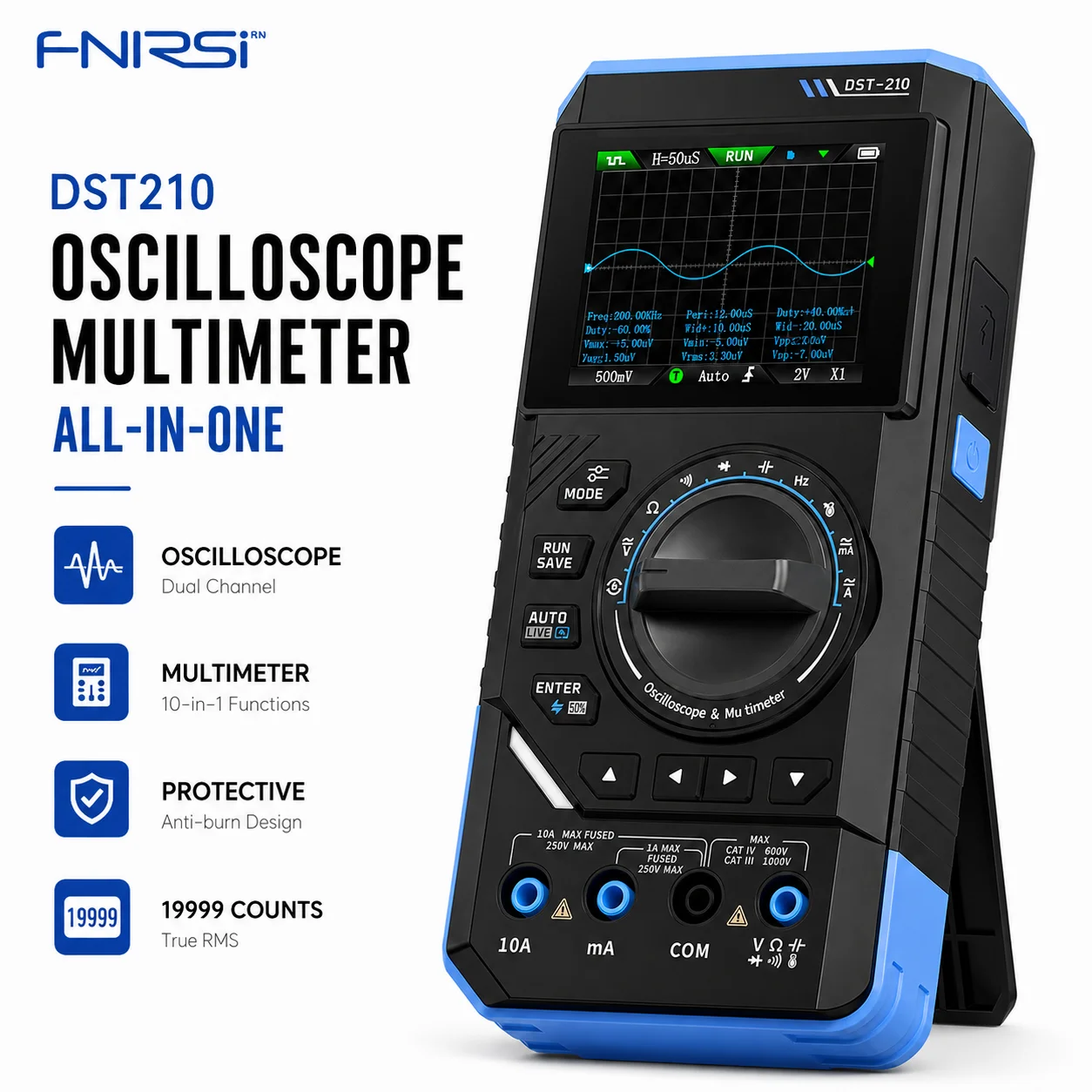 Fnirsi Digital Oscilloscope Handheld - FNIRSI DST-210 Osiloskop Genggam 10MHz, 3-in-1