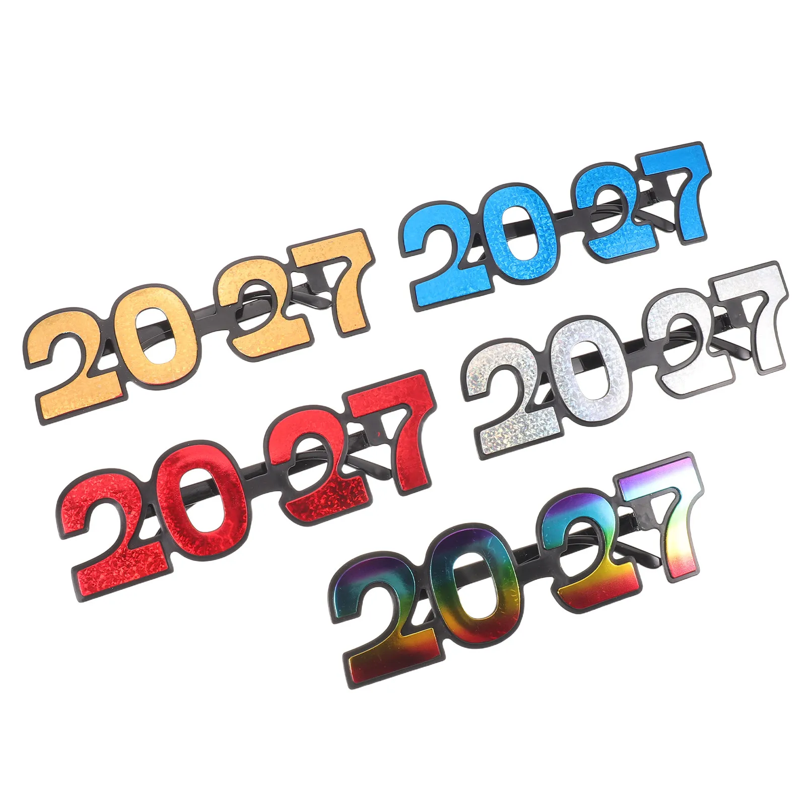 5Pcs New Year Glasses 2027 Glitter Eyewear Lightweight Funny Graduation Party Props Photo Booth Celebration Favor