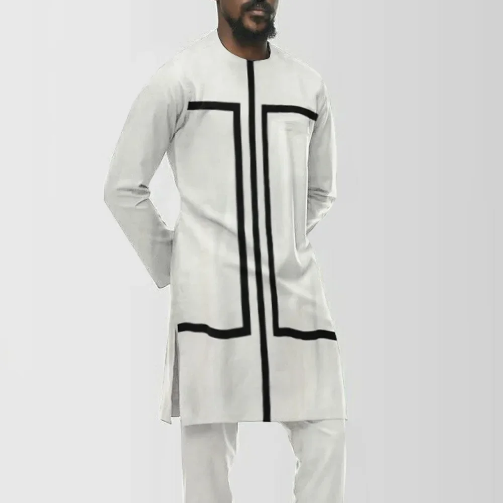 Pop New Style Round-neck Printed Fashionable Shirts For African Ethnic Style Men, All-match Tops In Middle East Arabia, Three Co