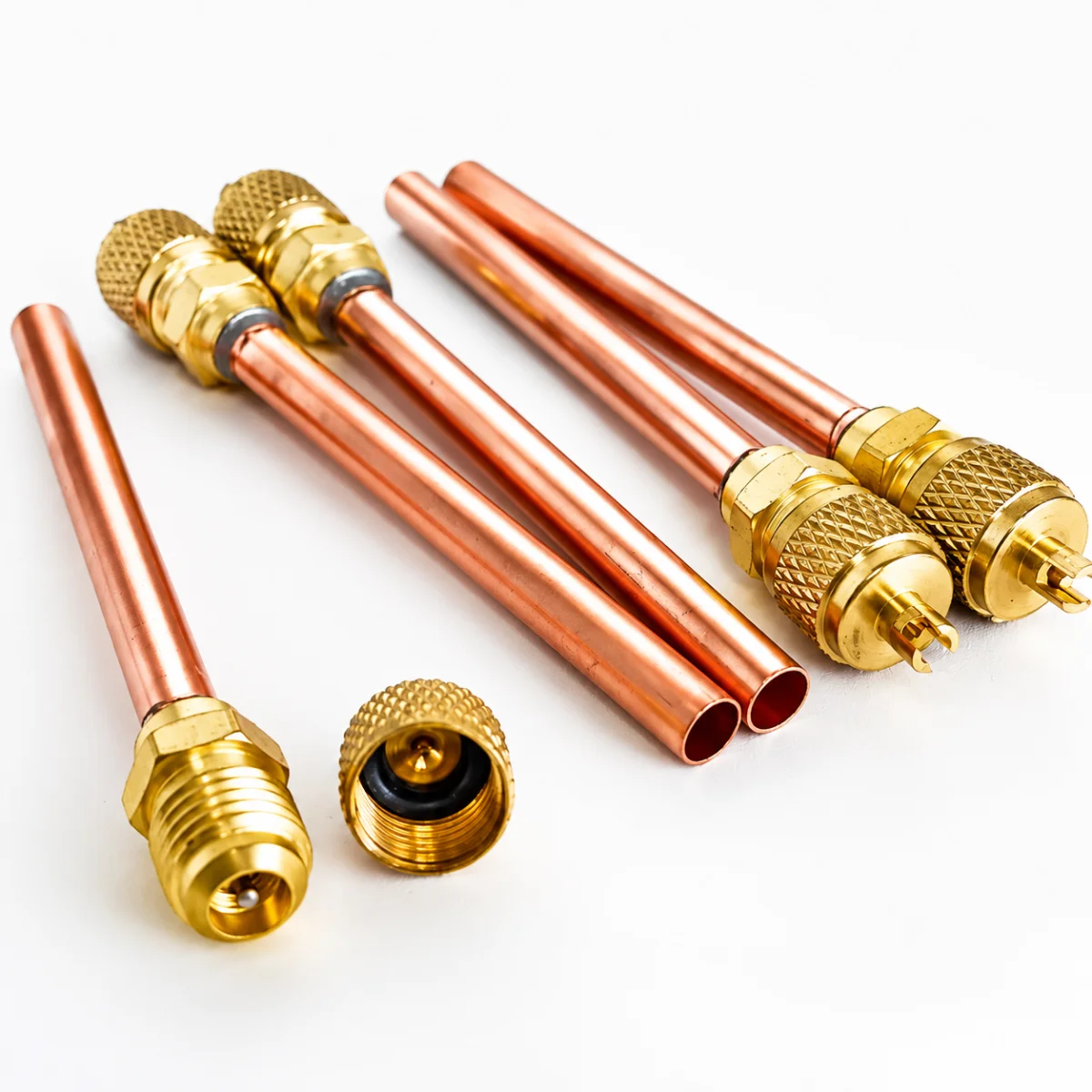 5-teiliges Set Garten-Klimaanlagen-Kühlzubehör Ventile Kupferrohr Füllteile 3,4 MPa Heim-DIY-Elektrowerkzeug – Detail 2