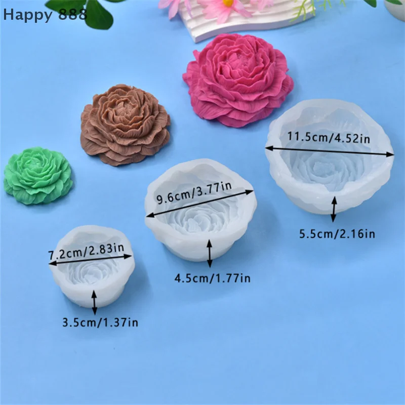 قالب سيليكون الفاوانيا ثلاثي الأبعاد للشموع والصابون والراتنج والجص والشوكولاتة والكعك والثلج - أداة متعددة الاستخدامات للخبز والحرف اليدوية #6