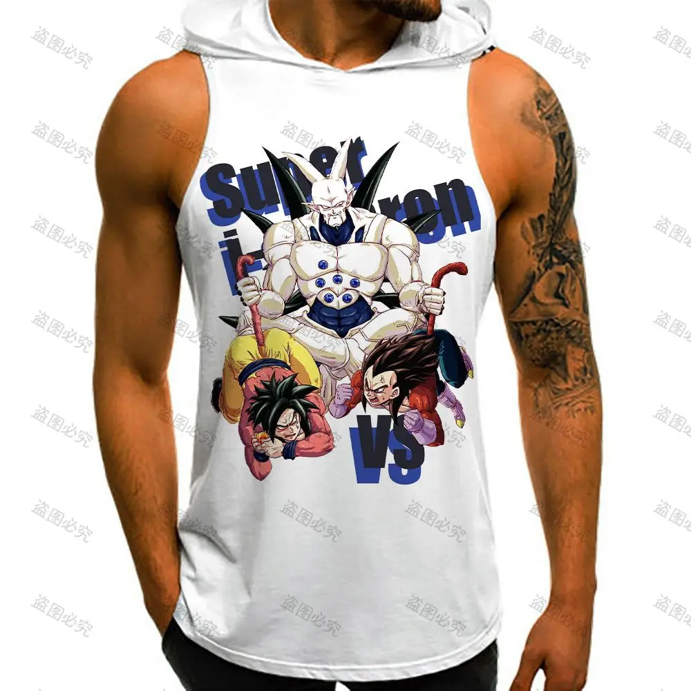 Trend Dragon Ball Z Men's Clothes Vest With Hood Gym Tank Top Men High Street Bodybuilding Man Harajuku Style New Summer Fashion