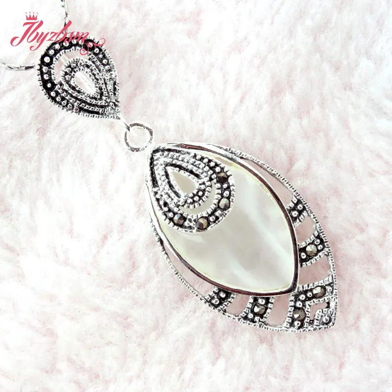 

Oval Stone Turquoise Cat Eye Jade Silver Tibetan Marcasite Necklace Pendant Charms 1 Pcs Fashion Jewelry for Party Anniversary