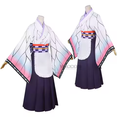 Anime Kochou Shinobu Cosplay Costume Maid Uniforms Costumes Kochou Shinobu Halloween Cosplay Kimono Carnival Uniforms wig